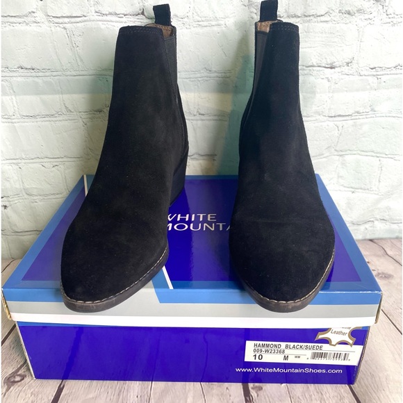 White Mountain Women’s HAMMOND Black Suede Leather Ankle Boot 10M With Box - Picture 9 of 10